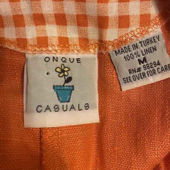 VTG Onque Casuals Woman M Linen FullLength Dress Patchwork Embroidered Largelook - Picture 4 of 9